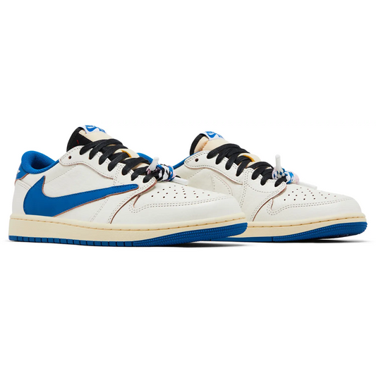 Fragment Design x Travis Scott x Jordan 1 Low 'Sail Military Blue'