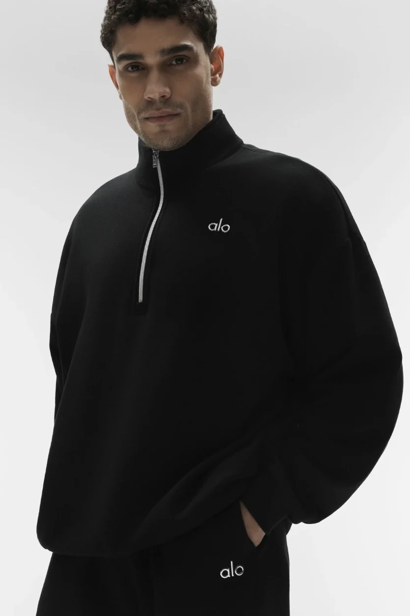 ALO Accolade 1/4 Zip Pullover 'BLACK'
