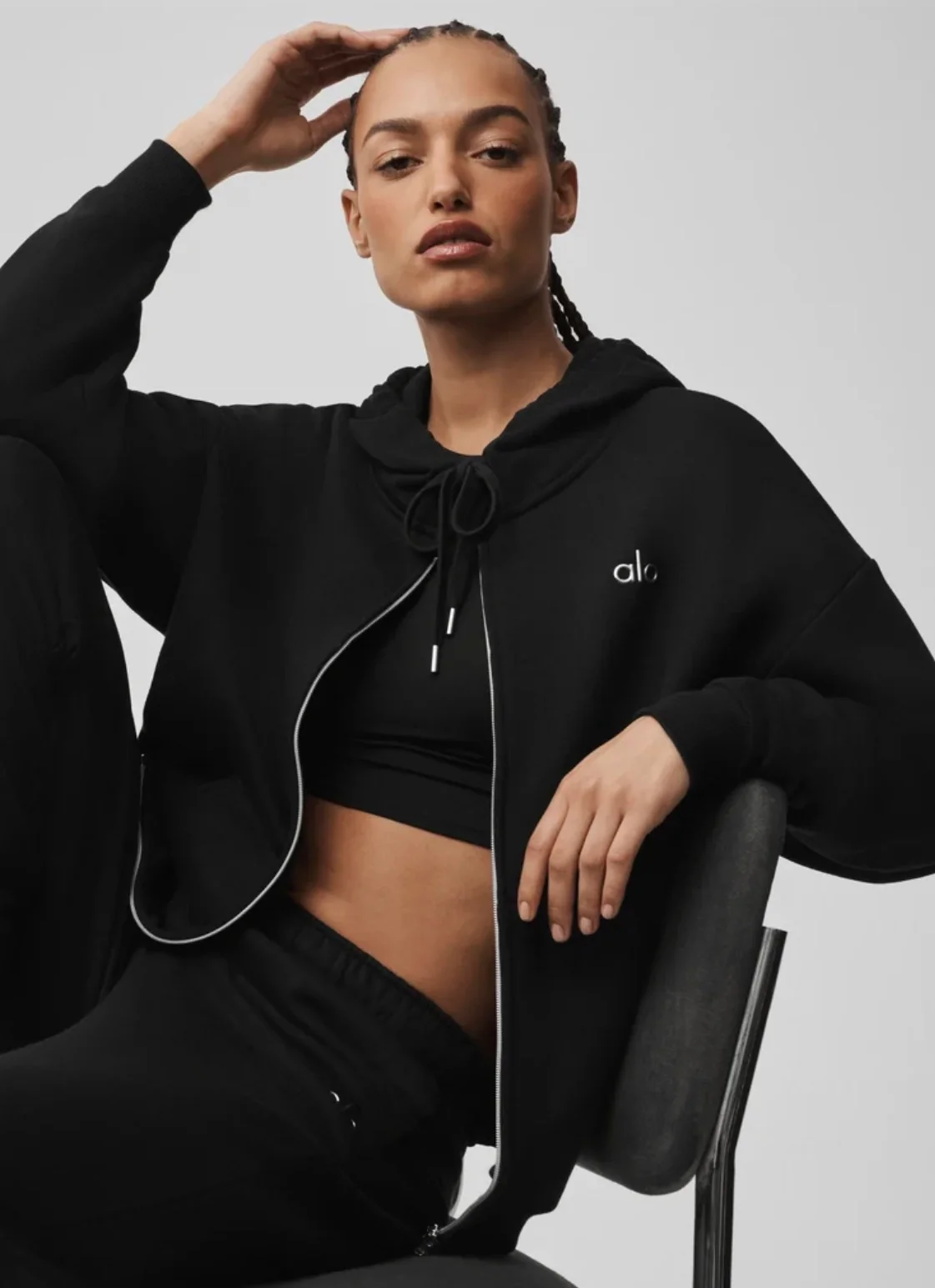 ALO Accolade Full Zip Hoodie 'BLACK'